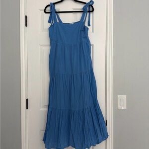 MADEWELL Blue Sleeveless Tiered Dress